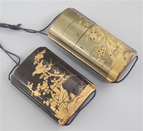 Two Japanese gilt decorated lacquer four case inro, Meiji period, 9cm